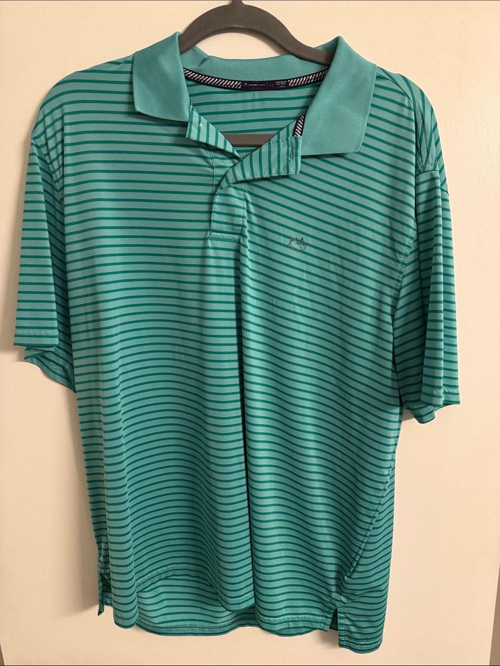 Southern Proper Men's Teal Striped Golf Polo Shirt